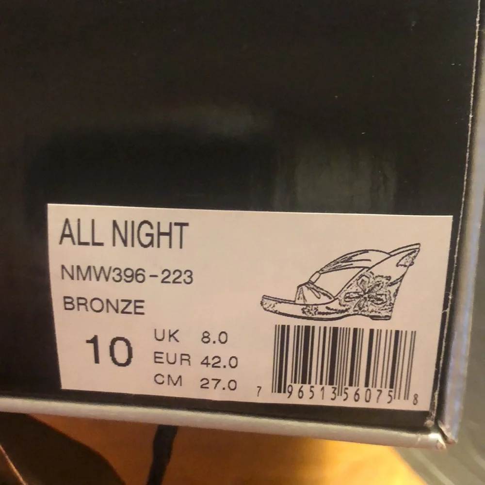 NIB Vintage Naughty Monkey All Night Bronze Wedge 10